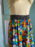 90's Rainbow polka dot and floral gaucho pants