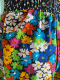 90's Rainbow polka dot and floral gaucho pants