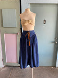 70's denim western gaucho pants with suede front lace up