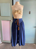 70's denim western gaucho pants with suede front lace up