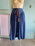 70's denim western gaucho pants with suede front lace up