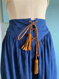 70's denim western gaucho pants with suede front lace up