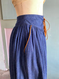 70's denim western gaucho pants with suede front lace up