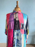 90's tie-dye color block button down shirt