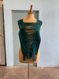 Handwoven Turquoise fringe capelet