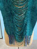 Handwoven Turquoise fringe capelet