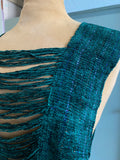 Handwoven Turquoise fringe capelet