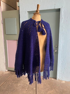 Handmade Navy crochet poncho