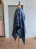 Handwoven Turquoise & purple plaid poncho shawl