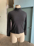 90's Black pin striped turtleneck long sleeve