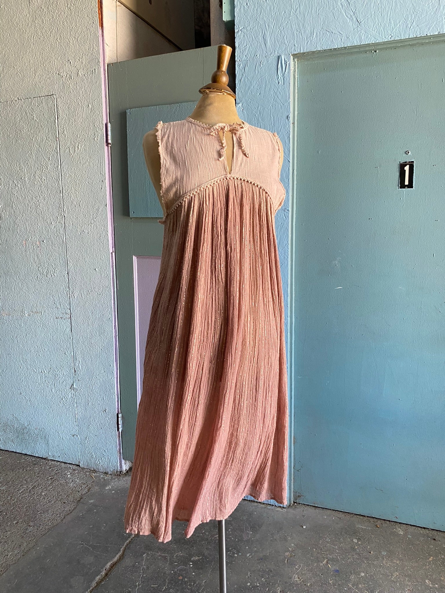 70's Indian ivory glitter boho gauzy house dress Vida Antigua Collective 70's Indian ivory glitter boho gauzy house dress Vida Antigua Collective