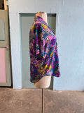 90's Purple funky abstract button down plus size shirt