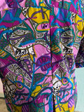 90's Purple funky abstract button down plus size shirt