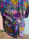 90's Purple funky abstract button down plus size shirt