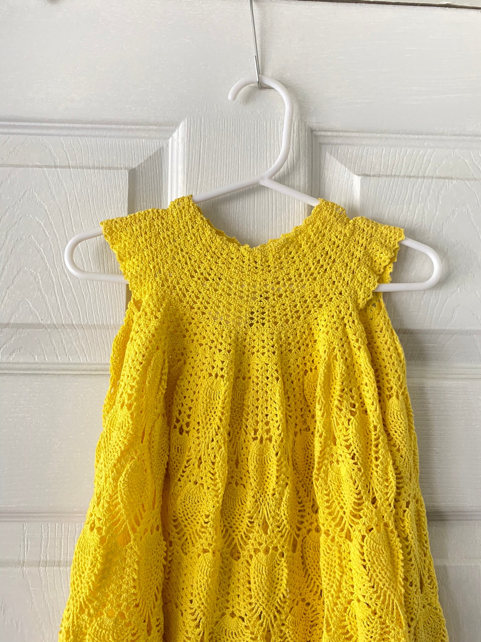 Handmade yellow crochet knit dress. Kid size  Vida Antigua Collective