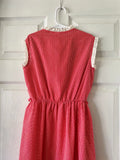 70-80's Red grid dress with ruffle trim