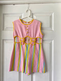 60-70's Pastel candy striped romper with midriff cut outs. Kid size