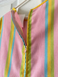 60-70's Pastel candy striped romper with midriff cut outs. Kid size