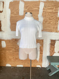 90's white ribbed mock neck top