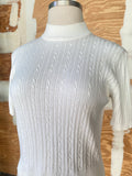 90's white ribbed mock neck top