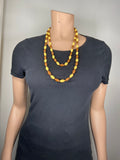 70-80's Vintage brown and yellow long beaded necklace