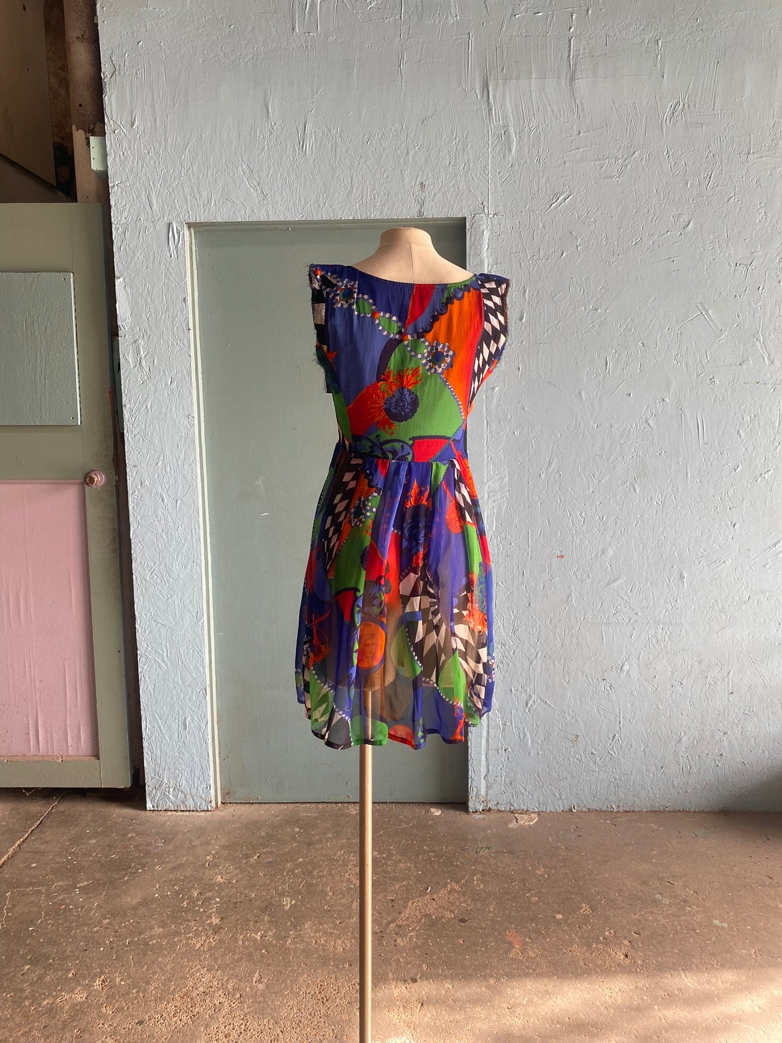 gauzy mini dress 90's gauzy multi color abstract sheer mini – Vida Antigua Collective