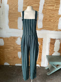 90's Dark green striped overall jumper