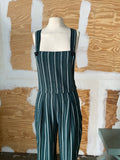 90's Dark green striped overall jumper