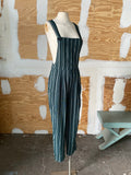 90's Dark green striped overall jumper