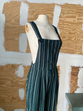 90's Dark green striped overall jumper