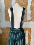 90's Dark green striped overall jumper