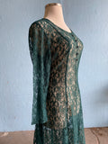 90’s Forest Green all laced long sleeve dress