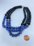 80-90’s Blue and black beaded layered choker necklace