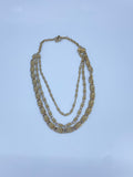 80-90's Heavy gold tone 3 chain layered necklace.