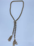 Vintage heavy twisted gold over brass spiral chain tassel necklace