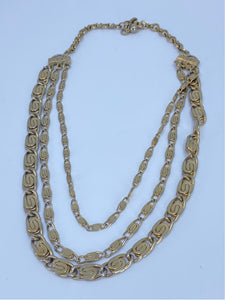 80-90's Heavy gold tone 3 chain layered necklace.