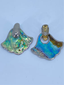 Mexican abalone fan pierced earrings