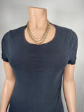 80-90's Heavy gold tone 3 chain layered necklace.