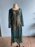 90’s Forest Green all laced long sleeve dress