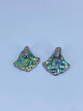 Mexican abalone fan pierced earrings