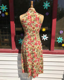 1990's Sage Green Sunflower button down dress