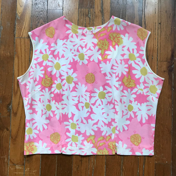 1970äó»s Psychedelic Pink Daisy Floral crop top