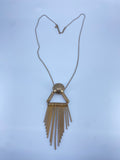 Long Brass metal tassel pendant necklace