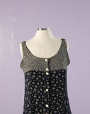 1990's Black & White floral button down maxi dress