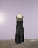 1990's Black & White floral button down maxi dress