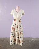 1990's Ivory floral button down maxi dress