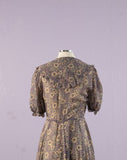 1970's does 1930's sheer calico floral dress with Bertha collar and peasant sleeves