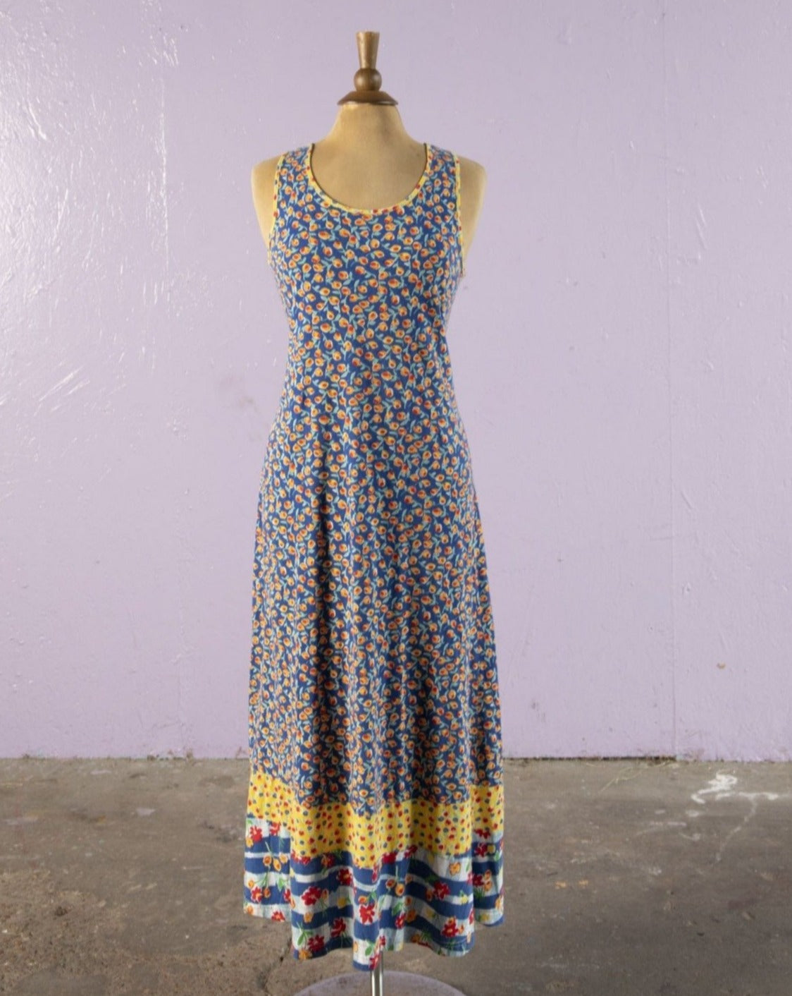 1990's Carole Little Jersey blue floral maxi dress Vida Antigua Collective 1990's Carole Little Jersey blue floral maxi dress Vida Antigua Collective