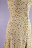 1990's Button down ditsy floral halter open back dress