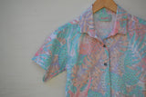 1990's Pastel Leopard and tropical jungle print button down.